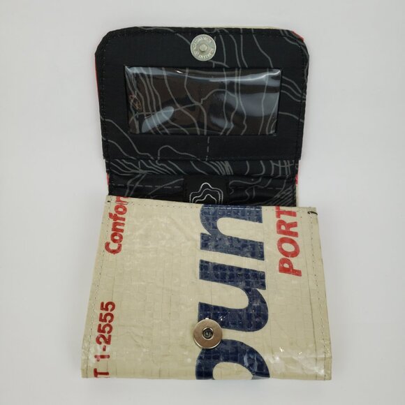 Torrain Wallet Recycled Cement Bag Material Bi-Fold Vegan Unisex Red White - Picture 7 of 13